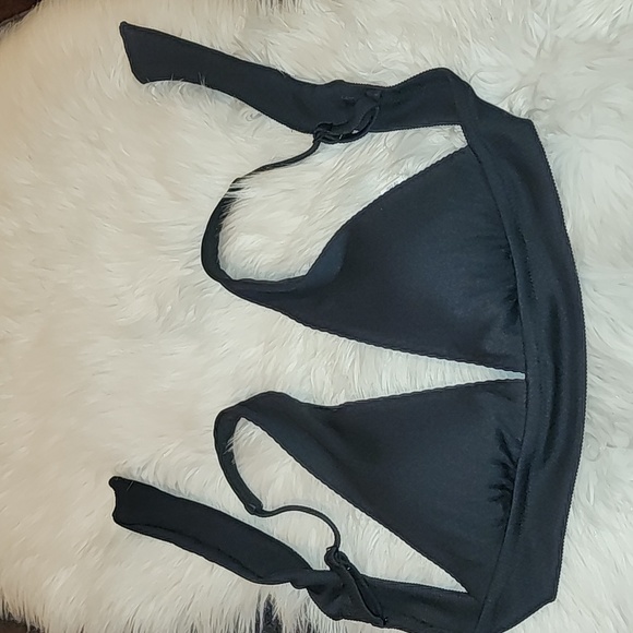 Aerie Black Triangle Halter Bikini Top, Size Large, NWOT - Picture 1 of 10